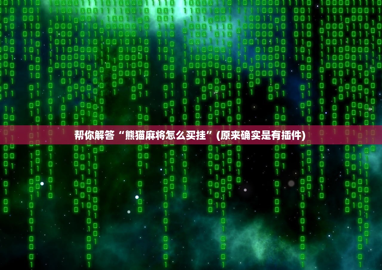 帮你解答“熊猫麻将怎么买挂	”(原来确实是有插件) 